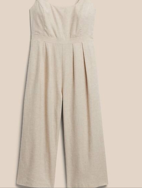 Banana Republic Pants - Banana Republic Sleeveless Wide-Leg Jumpsuit in Natural Beige - Size 6P